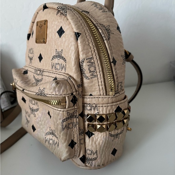 MCM Mini Backpack in Cream and Black